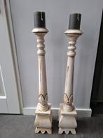 Twee grote kandelaars, Ophalen, Zo goed als nieuw, Hout, 50 tot 75 cm