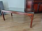 Mahonie Salon Tafel met Glasplaat, Huis en Inrichting, Tafels | Salontafels, Ophalen, Gebruikt, 100 tot 150 cm, 50 tot 75 cm