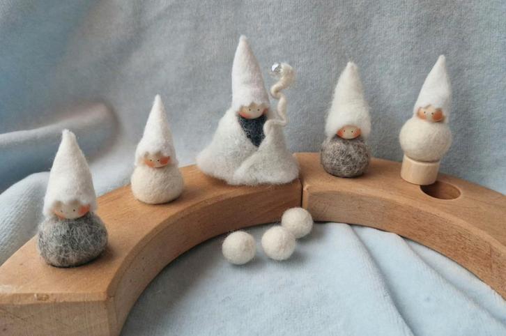 Koning Winter  jaarring steker Seizoenstafel Vrije School, Hobby en Vrije tijd, Vilt, Nieuw, Figuurtje(s), Wolvilt, Verzenden