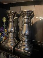 Set van PTMD 2 Zilverkleurige Kandelaars, Ophalen, Zo goed als nieuw, Metaal, Kandelaar