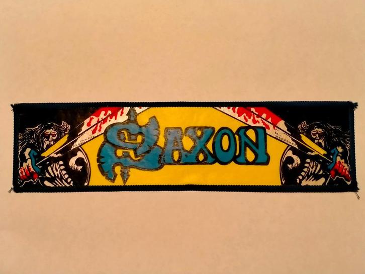Saxon Warrior vintage superstrip metal kleding embleem patch, Verzamelen, Muziek, Artiesten en Beroemdheden, Gebruikt, Kleding