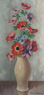 OUD STILLEVEN 13 KLEURRIJKE ANEMONEN 🌸 HUIBERT SCHALLENBERG, Antiek en Kunst, Kunst | Schilderijen | Klassiek, Ophalen of Verzenden