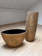 Mica ovale bloempot + gouden vaas - ZGAN, Huis en Inrichting, Ophalen, Overige kleuren, 50 tot 75 cm, Aardewerk of Porselein