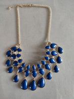 Statement ketting met blauwe stenen, Sieraden, Tassen en Uiterlijk, Kettingen, Nieuw, Blauw, Ophalen of Verzenden