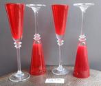 4 Rode Rood 29 cm hoge glazen champagne prosecco bubbels, Glas of Glazen, Ophalen of Verzenden, Overige stijlen, Glas