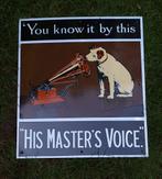Emaille reclamebord, His Master's Voice., Ophalen of Verzenden, Zo goed als nieuw, Reclamebord