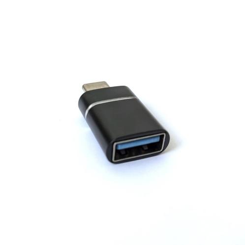 Zwarte metalen USB-C naar USB-A adapter / converter, Computers en Software, Pc- en Netwerkkabels, Nieuw, Ophalen