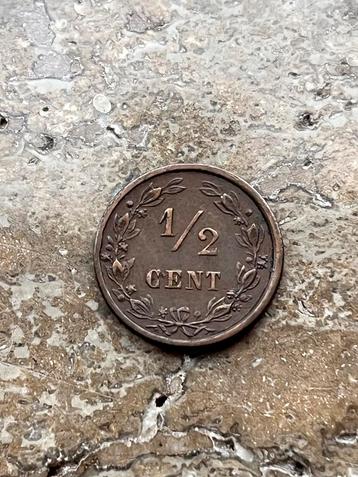 1/2 cent 1878 Willem III, mooie kwaliteit beschikbaar voor biedingen