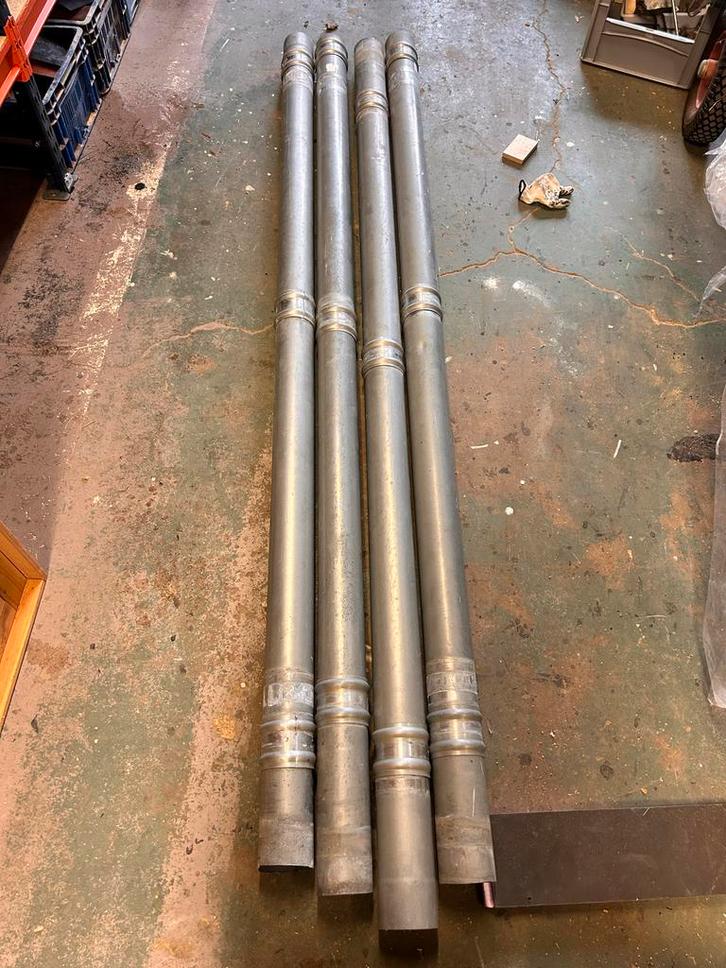 Zinken Pijpen Ø100, gebruikt + 1 nieuwe pijp 3m, Doe-het-zelf en Verbouw, Buizen en Afvoer, Gebruikt, Overige typen, Ophalen of Verzenden