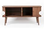 Zuiver Barbier Dressoir Donker Bruin/Walnoot, Ophalen, Overige materialen, Met deur(en), 100 tot 150 cm