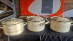 Set van 3 vintage emaille pannen, Antiek en Kunst, Antiek | Keukenbenodigdheden, Ophalen of Verzenden