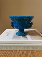 Antieke Italiaanse Urn Vaas in Turquoise Craquelé Glazuur, Ophalen of Verzenden