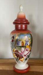 Opaline kastvaas,emaille,Frans, Antiek en Kunst, Antiek | Vazen, Ophalen of Verzenden