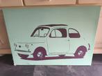Fiat 500 op canvas, Ophalen, Zo goed als nieuw, Schilderij, 75 cm of meer