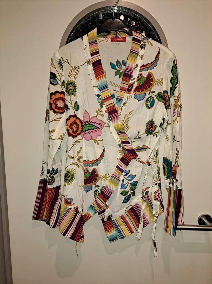 René Derhy, overslag blouse, S, Kleding | Dames, Blouses en Tunieken, Zo goed als nieuw, Maat 36 (S), Overige kleuren, Ophalen of Verzenden