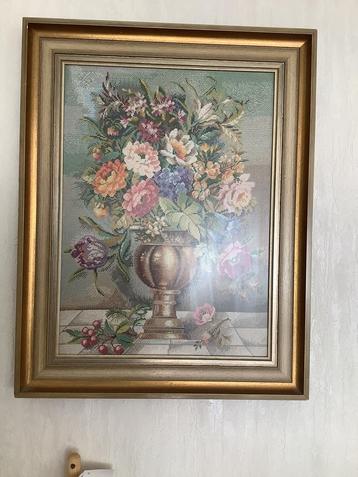 Geborduurd schilderij met prachtige lijst beschikbaar voor biedingen