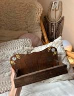 Houten keukenrolhouder met beschilderingen - vintage item, Ophalen of Verzenden