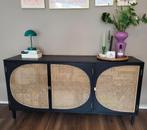 HKLiving Webbing Dressoir Zwart Mangohout, Ophalen, Met deur(en), 150 tot 200 cm, Zo goed als nieuw