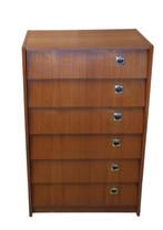 2221 vintage teakfineer schoenenkast klepjes jaren 60 swiet, Huis en Inrichting, Kasten | Ladekasten, Ophalen, Gebruikt, 50 tot 100 cm