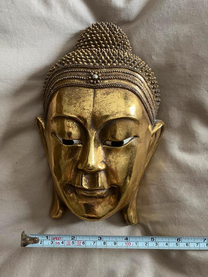 Gouden Buddha Wanddecoratie, Huis en Inrichting, Woonaccessoires | Boeddhabeelden, Zo goed als nieuw, Ophalen of Verzenden