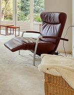 Elektrische relaxfauteuil Leolux donkerrood leren stoel, Huis en Inrichting, Fauteuils, Ophalen, Gebruikt, Leolux, Nvt