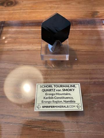 Schorl tourmaline Quartz var.smoky met display. beschikbaar voor biedingen