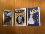3 metalen fiets reclame bordjes kaartformaat  Michelin Opel, Ophalen of Verzenden, Zo goed als nieuw, Reclamebord