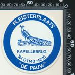 Sticker: Pleisterplaats De Pauw - Kapellebrug, Ophalen of Verzenden, Zo goed als nieuw, Bedrijf of Vereniging
