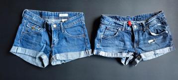 2x korte spijkerbroek shorts maat 34 XS zgan beschikbaar voor biedingen