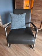 ZGAN Fauteuil Angelica van Henders & Hazel in antraciet leer, Ophalen, Zo goed als nieuw, 50 tot 75 cm, Leer