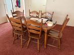 GRATIS eettafel met 6 stoelen, Ophalen, Gebruikt, Eikenhout, 50 tot 100 cm