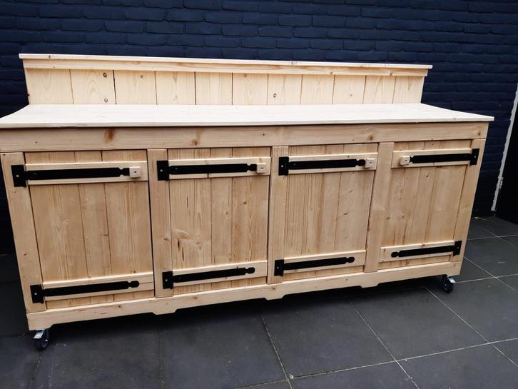 Steigerhouten buitenkeuken, Tuin en Terras, Buitenkeukens, Nieuw, Houtskool, Ophalen