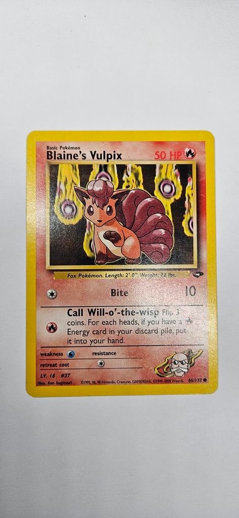 blaine's vulpix 66/132, Hobby en Vrije tijd, Verzamelkaartspellen | Pokémon, Ophalen of Verzenden, Zo goed als nieuw