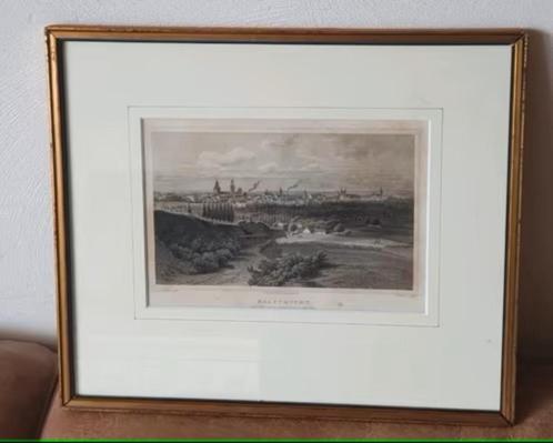 Maastricht v d Pietersberg gezien 1858 ir W C J Witteveen, Antiek en Kunst, Kunst | Etsen en Gravures, Ophalen