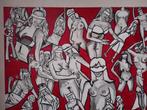 Figuratief-dames rood,zwart,wit schilderij 100/120 doek, Antiek en Kunst, Ophalen