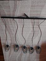 Zwarte 5-delige Hanglamp, Huis en Inrichting, Lampen | Hanglampen, Ophalen, 50 tot 75 cm, Zo goed als nieuw, Metaal