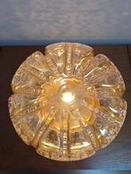 Grote glazen plafonnière amber bubble frost Murano jaren 70, Huis en Inrichting, Lampen | Plafondlampen, Ophalen, Gebruikt, Glas