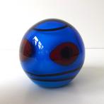Glazen presse papier blauw opaline patroon in bruin 2718-g, Antiek en Kunst, Ophalen of Verzenden
