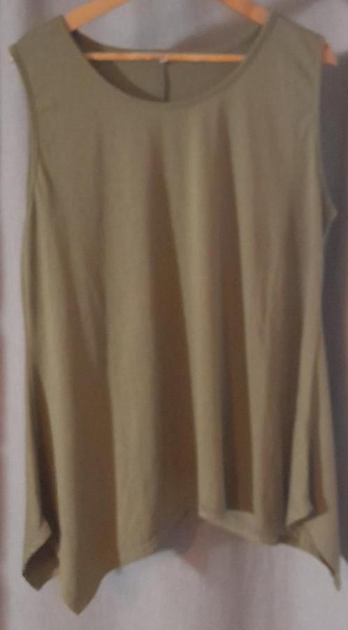 Langvallende legergroen mouwloos damesshirt 2XL, Kleding | Dames, T-shirts, Zo goed als nieuw, Maat 46/48 (XL) of groter, Groen