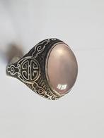 Zilveren ring rose quartz, Gebruikt, Ophalen of Verzenden, Dame, Zilver