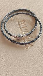 😍 NIEUWSTAAT originele Pandora dubbele leren armband, Ophalen of Verzenden, Nieuw, Grijs, Leer