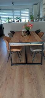 Eettafel mangohout 200x100, Ophalen, 200 cm of meer, 50 tot 100 cm, Zo goed als nieuw