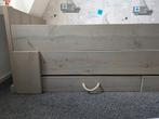 Stoer houten jongensbed grijs incl opberglades en logeerbed, Ophalen, Gebruikt, 90 cm, Eenpersoons
