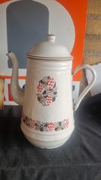 Vintage Emaille Koffiekan met Bloemen, Ophalen of Verzenden