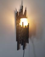 Brutalist wandlamp in Murano glas en brons van Marcello Fant, Gebruikt, Ophalen of Verzenden, Glas, Nvt