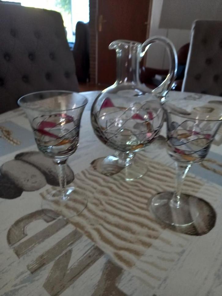 Vintage Glasservies - Karaaf & Glazen, Antiek en Kunst, Antiek | Glas en Kristal, Ophalen of Verzenden