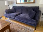 Mooie velours bank in de kleur antraciet/donker blauw, Ophalen, Driepersoons, 75 tot 100 cm, Zo goed als nieuw