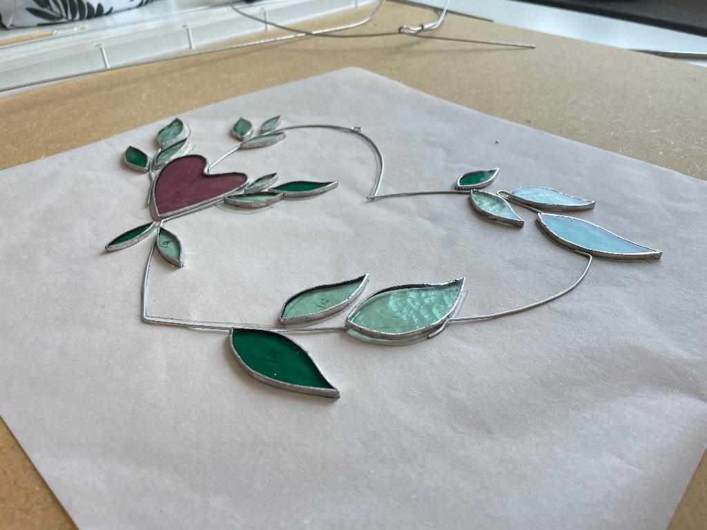 Handmade Tiffany glas in lood hanger LOVE, Ophalen of Verzenden