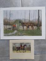 13 / 2 gekleurde gravures uit 19e eeuw Paarden en de jacht, Ophalen of Verzenden