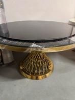 Eettafel Spin - Gouden Poot, Zwart Glas - Outlet, Ophalen